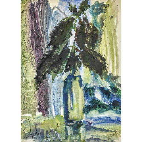 ANATOLY TIMOFEEVIC ZVEREV : Stillleben mit Pflanze in einer Vase (DOBIASCHOFSKY AUKTIONEN AG)