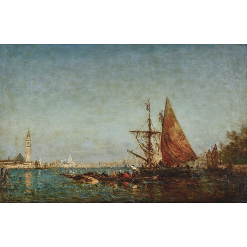 F�LIX FRAN�OIS GEORGES PHILIBERT ZIEM : Segelschiff in der Lagune von Venedig (DOBIASCHOFSKY AUKTIONEN AG)