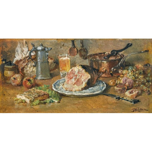 FRAN�OIS ADOLPHE GRISON : K�chenstillleben mit Schinken (DOBIASCHOFSKY AUKTIONEN AG)