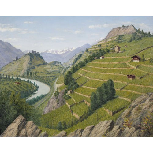 ALBERT DUPLAIN : Val�re et Tourbillon, vue du vignoble (DOBIASCHOFSKY AUKTIONEN AG)