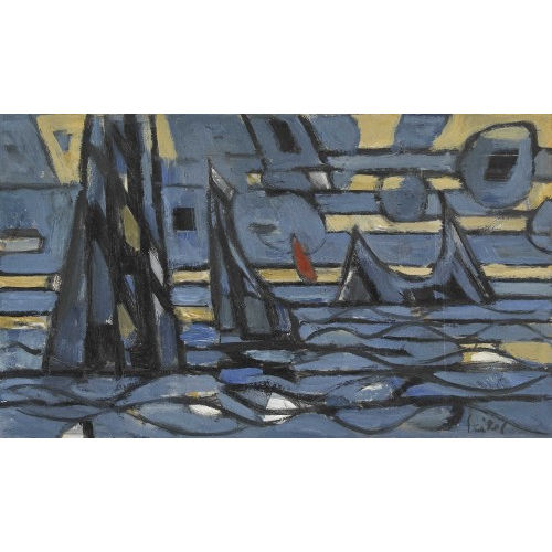 HANS SEILER : Komposition mit Segelbooten im Meer (DOBIASCHOFSKY AUKTIONEN AG)