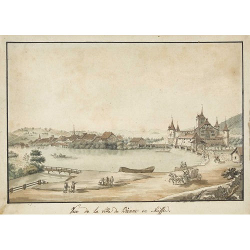 JOHANN LUDWIG ABERLI : Ansicht von Nidau mit Schloss (DOBIASCHOFSKY AUKTIONEN AG)