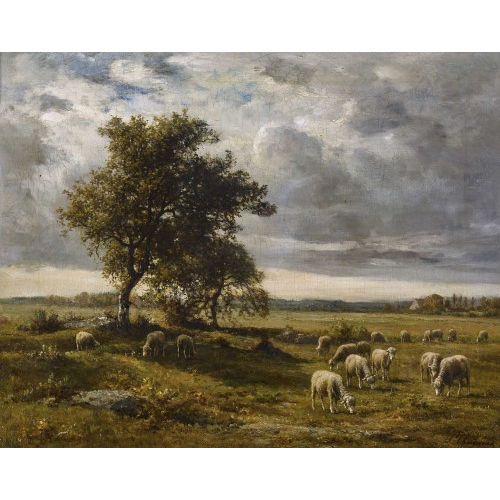 JEAN-FERDINAND CHAIGNEAU : Weite Landschaft mit weidender Schafherde (DOBIASCHOFSKY AUKTIONEN AG)