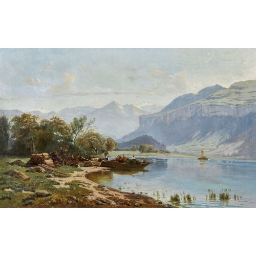 FRIEDRICH ZIMMERMANN : Sommerliche Uferpartie bei Brienz (DOBIASCHOFSKY AUKTIONEN AG)
