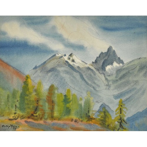 ALBERT NYFELER : 'Ausblick von der Fafleralp mit Faldumrothorn' (DOBIASCHOFSKY AUKTIONEN AG)