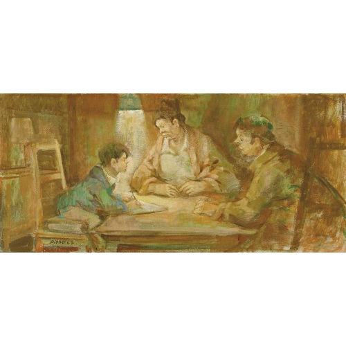 PIERRE STAMPFLI : Familie in der Stube (DOBIASCHOFSKY AUKTIONEN AG)