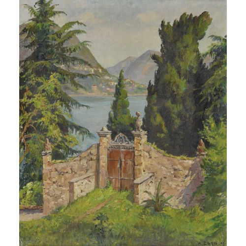 ARNOLD ZORD : Tessiner Uferlandschaft mit Gartentor (DOBIASCHOFSKY AUKTIONEN AG)