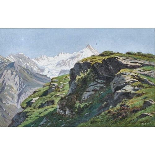 LOUIS DANIEL �DOUARD GAULIS : Sommerliche Felslandschaft mit Bietschhorn (DOBIASCHOFSKY AUKTIONEN AG)