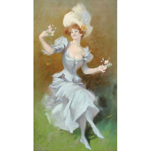 JULES CH�RET : Dame avec fleurs (DOBIASCHOFSKY AUKTIONEN AG)