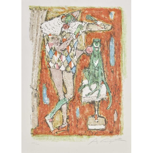 ALOIS CARIGIET : 'Harlekin mit Diavolo' (DOBIASCHOFSKY AUKTIONEN AG)