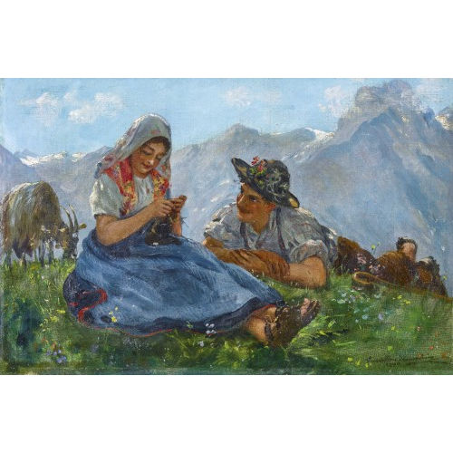 ERNST BREITENSTEIN : 'Auf lichter Alpwiese' (DOBIASCHOFSKY AUKTIONEN AG)