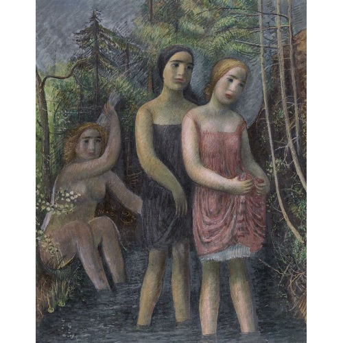 HERMANN HUBER : Waldbach mit drei Badenden (DOBIASCHOFSKY AUKTIONEN AG)