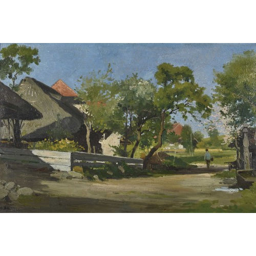 AUGUSTE BACHELIN : Sommerliche Dorfpartie (DOBIASCHOFSKY AUKTIONEN AG)