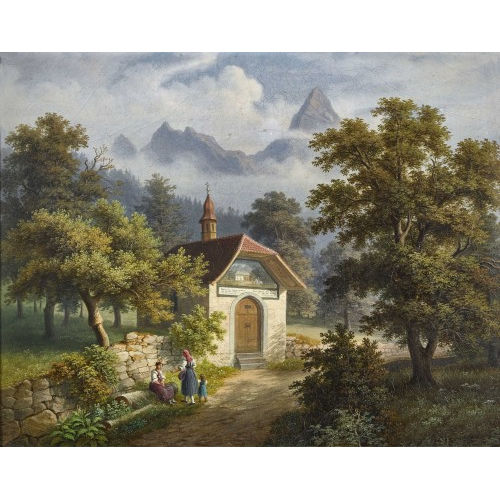 ANTON WINTERLIN : B�uerinnen vor einer Kapelle (DOBIASCHOFSKY AUKTIONEN AG)