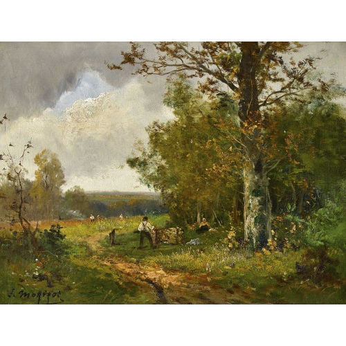 EDMA (AUCH MORIZOT) MORISOT-PONTILLON : Waldrand mit Bauern (DOBIASCHOFSKY AUKTIONEN AG)