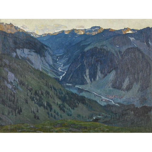 EMIL CARDINAUX : 'Tagesanbruch im Haslital' (DOBIASCHOFSKY AUKTIONEN AG)