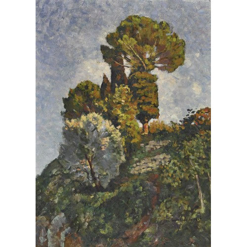 HERMANN HODLER : Steile Landschaftspartie mit B�umen (DOBIASCHOFSKY AUKTIONEN AG)