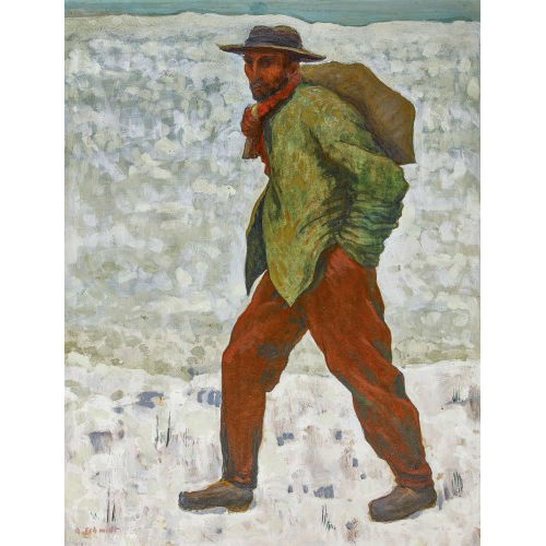 ALBERT SCHMIDT : Bauer in winterlicher Landschaft (DOBIASCHOFSKY AUKTIONEN AG)