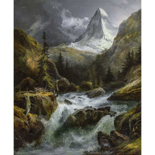 RUDOLF VOLMAR : Gebirgsbach vor dem Matterhorn (DOBIASCHOFSKY AUKTIONEN AG)