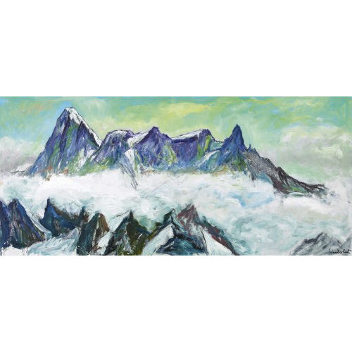 EDMUND WUNDERLICH : Le massif du Mont-Blanc avec Grandes Jorasses, Ar�te de Rochefort et Dent du G�ant. (DOBIASCHOFSKY AUKTIONEN AG)