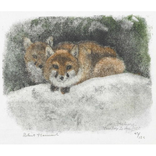 ROBERT HAINARD : 'Couple de renards devant le terrier' (DOBIASCHOFSKY AUKTIONEN AG)