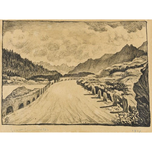 GIOVANNI GIACOMETTI : 'Strasse nach Maloja entlang dem Silsersee' (DOBIASCHOFSKY AUKTIONEN AG)