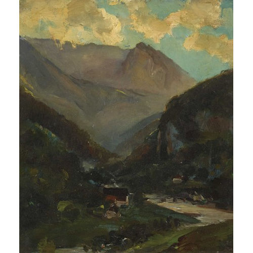 RODOLPHE L�ON BERTHOUD : Berglandschaft mit einem Fluss (DOBIASCHOFSKY AUKTIONEN AG)