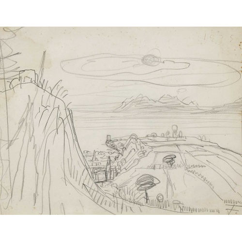 OTTO DIX : 'Unterseelandschaft mit Radolfzell, H�ri und S�ntis' (DOBIASCHOFSKY AUKTIONEN AG)
