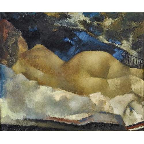 RODOLPHE TH�OPHILE BOSSHARD : 'Nu couch� au fond bleu' (DOBIASCHOFSKY AUKTIONEN AG)