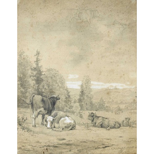 �DOUARD JEANMAIRE : Waldrand mit weidenden K�hen (DOBIASCHOFSKY AUKTIONEN AG)