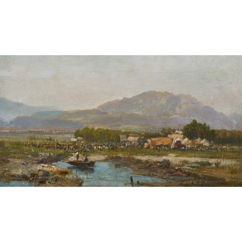AMBROGIO PREDA : Tessiner Seelandschaft mit einem Fest (DOBIASCHOFSKY AUKTIONEN AG)