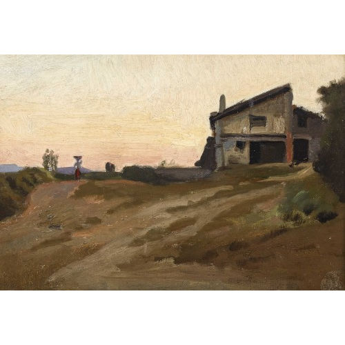 ALBERT DE MEURON : Abendliche Landschaft mit Bauernhof (DOBIASCHOFSKY AUKTIONEN AG)
