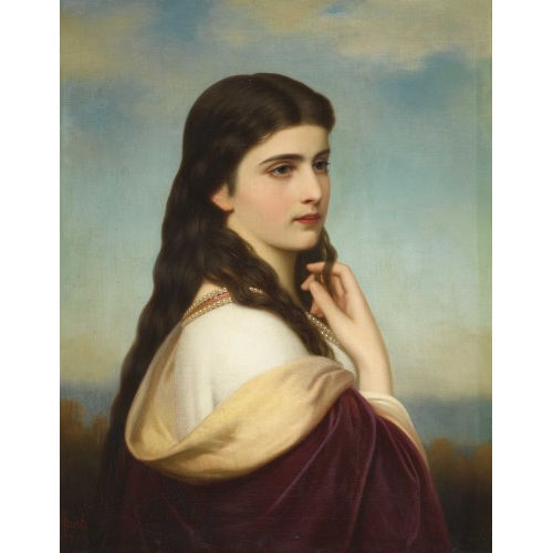 GEORG MARTIN IGNAZ RAAB : Bildnis einer jungen Frau mit Perlencollier (DOBIASCHOFSKY AUKTIONEN AG)