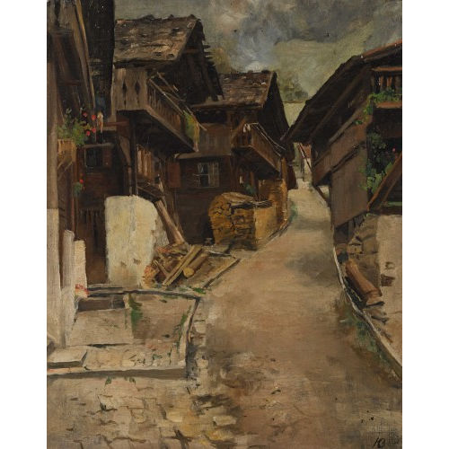 HANS BACHMANN : 'Strasse in Brienz' (DOBIASCHOFSKY AUKTIONEN AG)
