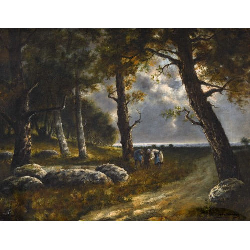 CHARLES-FERDINAND (EIGTL. SEMAIN CERAMANO : Waldrand mit Reisigsammler (DOBIASCHOFSKY AUKTIONEN AG)