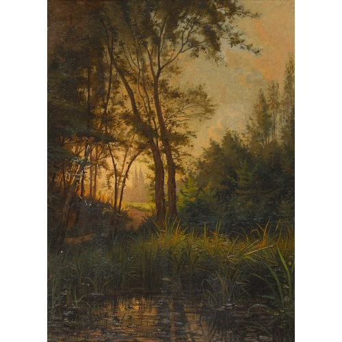 �DOUARD JEANMAIRE : Abendstimmung am Waldteich (DOBIASCHOFSKY AUKTIONEN AG)