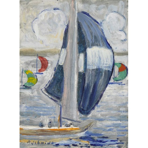 ALBERT SCHMIDT : Segelschiffe auf dem Genfersee (DOBIASCHOFSKY AUKTIONEN AG)