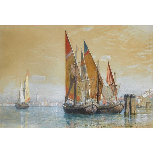 WILLIAM STANLEY HASELTINE : Segelschiffe in der Lagune von Venedig (DOBIASCHOFSKY AUKTIONEN AG)