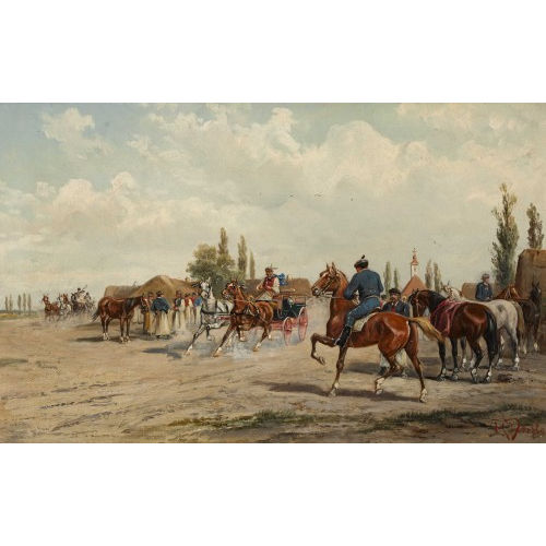ALFRED (AUCH DERFLA STEINACKER : 'Pferdemarkt bei Arad in Ungarn' (DOBIASCHOFSKY AUKTIONEN AG)
