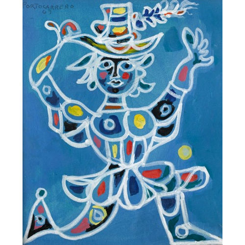 REN� PORTOCARRERO : Figur auf blauem Grund (DOBIASCHOFSKY AUKTIONEN AG)