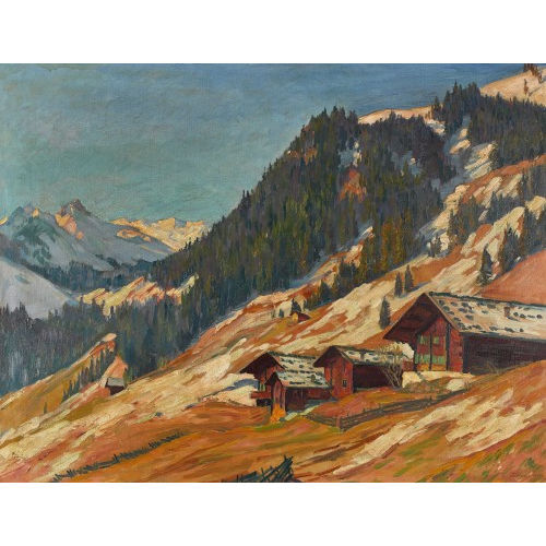 CARL FRIEDRICH FELBER : 'Vorfr�hling in Adelboden (Blick gegen Hahnenmoos)' (DOBIASCHOFSKY AUKTIONEN AG)