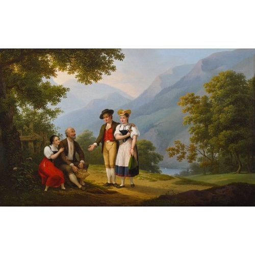 FR�D�RIC FR�GEVIZE : Sommerliche Bergidylle mit Verlobungspaar (DOBIASCHOFSKY AUKTIONEN AG)