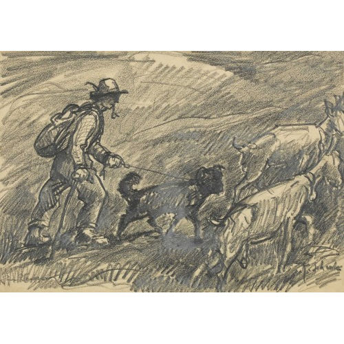 KARL SCHENK : Wanderer mit Hund (DOBIASCHOFSKY AUKTIONEN AG)