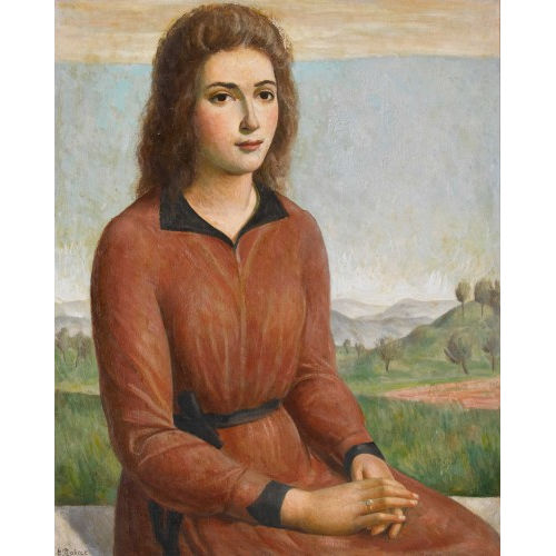 PAUL TH�OPHILE ROBERT : Sitzende junge Frau vor weiter Landschaft (DOBIASCHOFSKY AUKTIONEN AG)