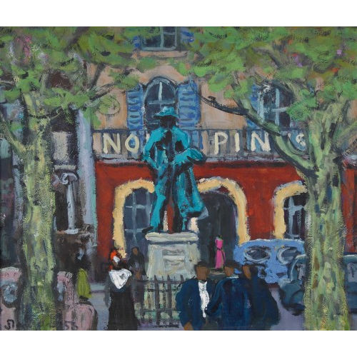 FRED STAUFFER : Stadtpartie in Arles mit dem Denkmal des Dichters Frdric Mistral (DOBIASCHOFSKY AUKTIONEN AG)