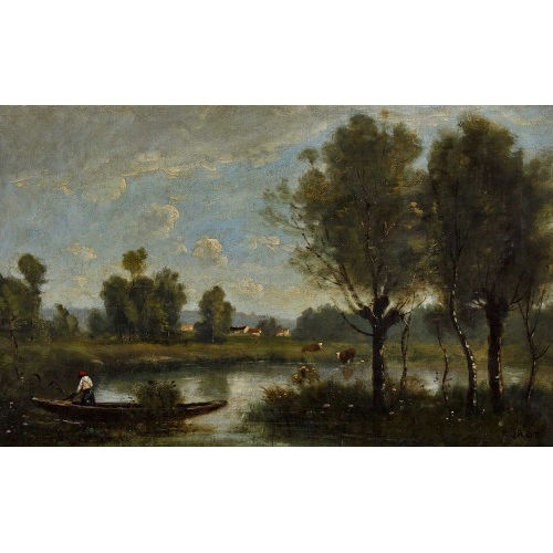 JEAN-BAPTISTE CAMILLE COROT : Paysage fluvial (DOBIASCHOFSKY AUKTIONEN AG)