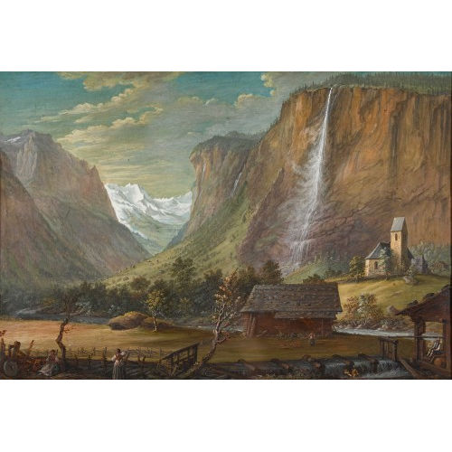JOHANN LUDWIG BLEULER : Lauterbrunnental mit Staubbachfall (DOBIASCHOFSKY AUKTIONEN AG)