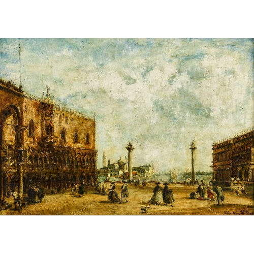 PIERRE HENRI TH�ODORE TETAR VAN ELVEN : Piazzetta in Venedig mit Dogenpalast (DOBIASCHOFSKY AUKTIONEN AG)