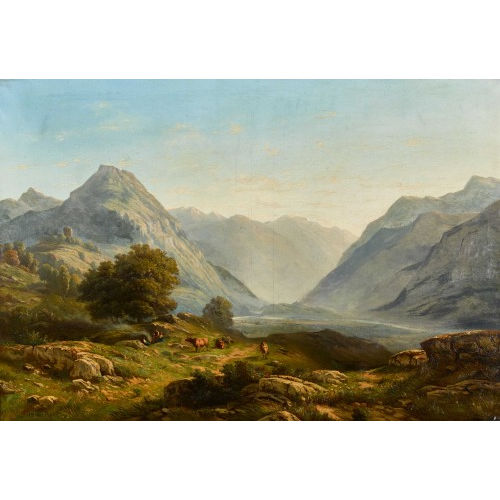 JEAN PHILIPPE GEORGE-JULLIARD : Berglandschaft mit weidenden K�hen (DOBIASCHOFSKY AUKTIONEN AG)