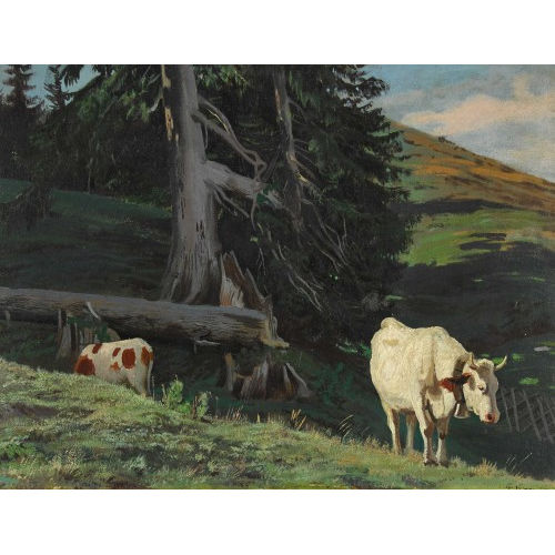 ALBERT LUGARDON : Weidende K�he auf der Alp (DOBIASCHOFSKY AUKTIONEN AG)
